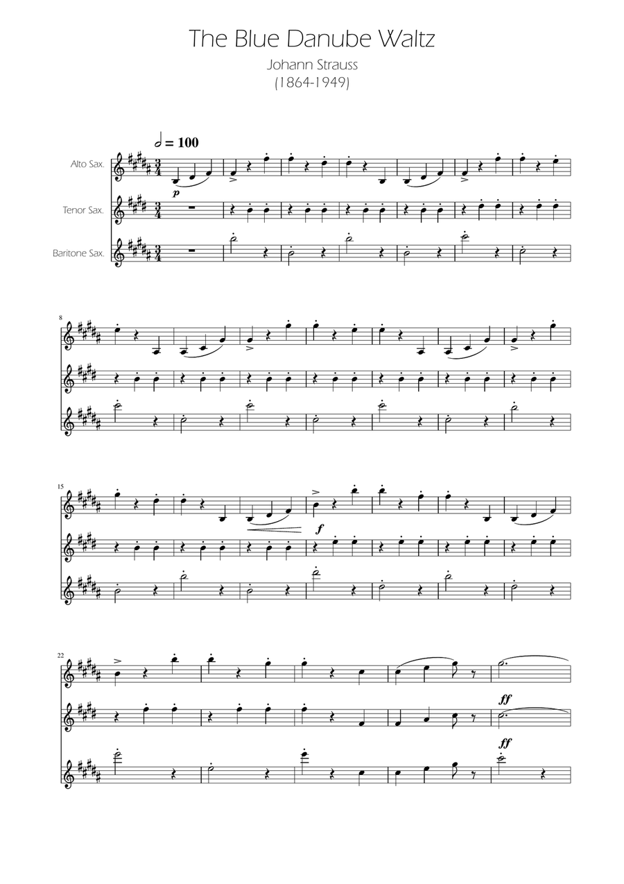 Blue Danube Walzt - Sax Trio ATB Woodwind Trio scores gallery preview page 1