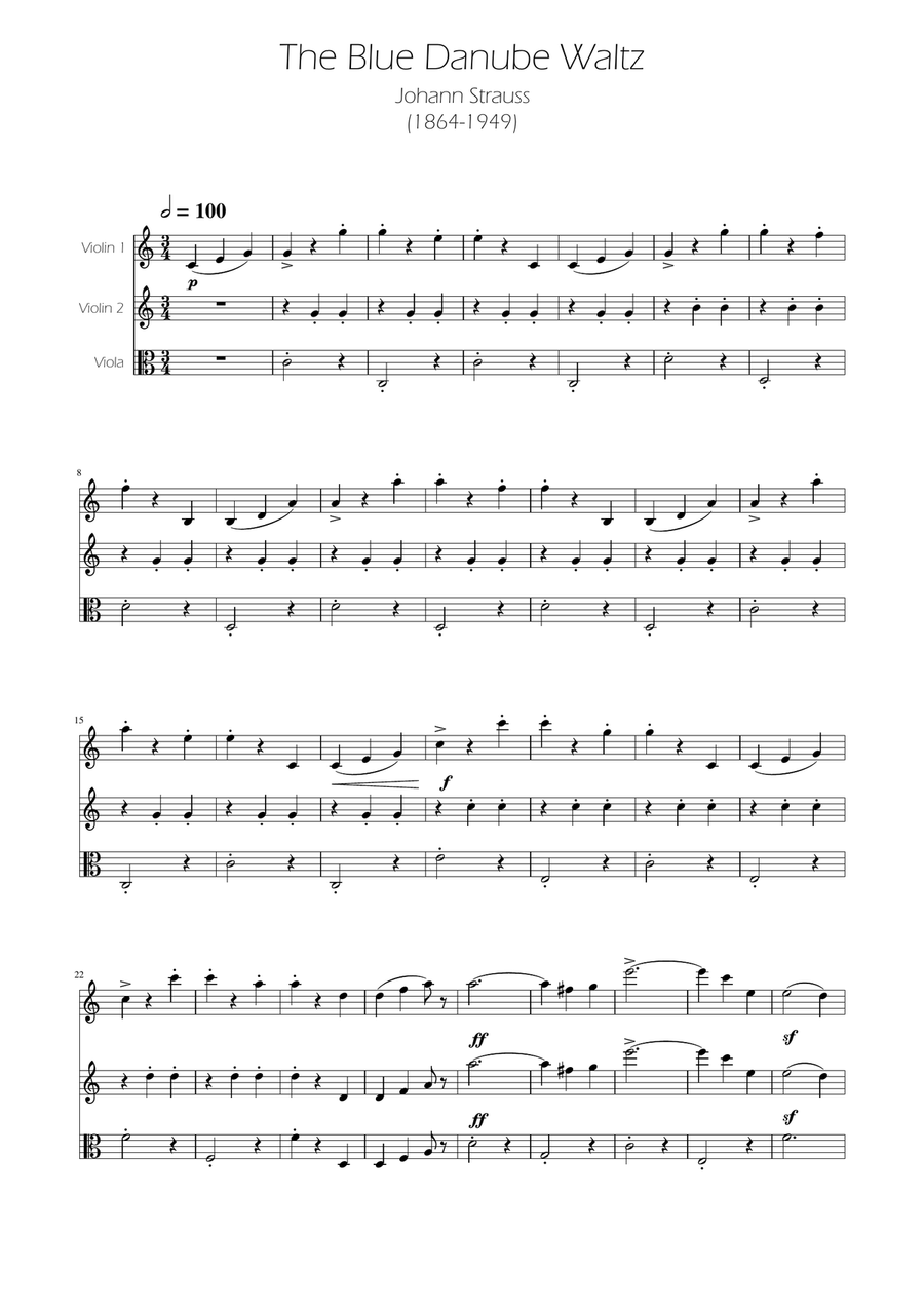 Blue Danube Walzt - String Trio String Trio scores gallery preview page 1