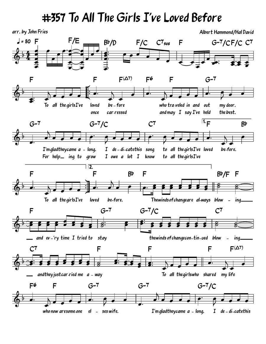 To All The Girls I've Loved Before Piano, Vocal scores gallery preview page 1
