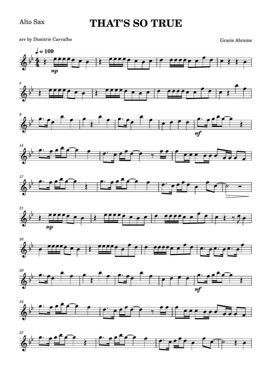 That's So True That's So True Alto Saxophone scores gallery preview page 1
