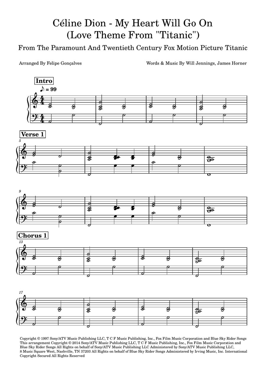 My Heart Will Go On (Love Theme From 'titanic') Easy Piano scores gallery preview page 1