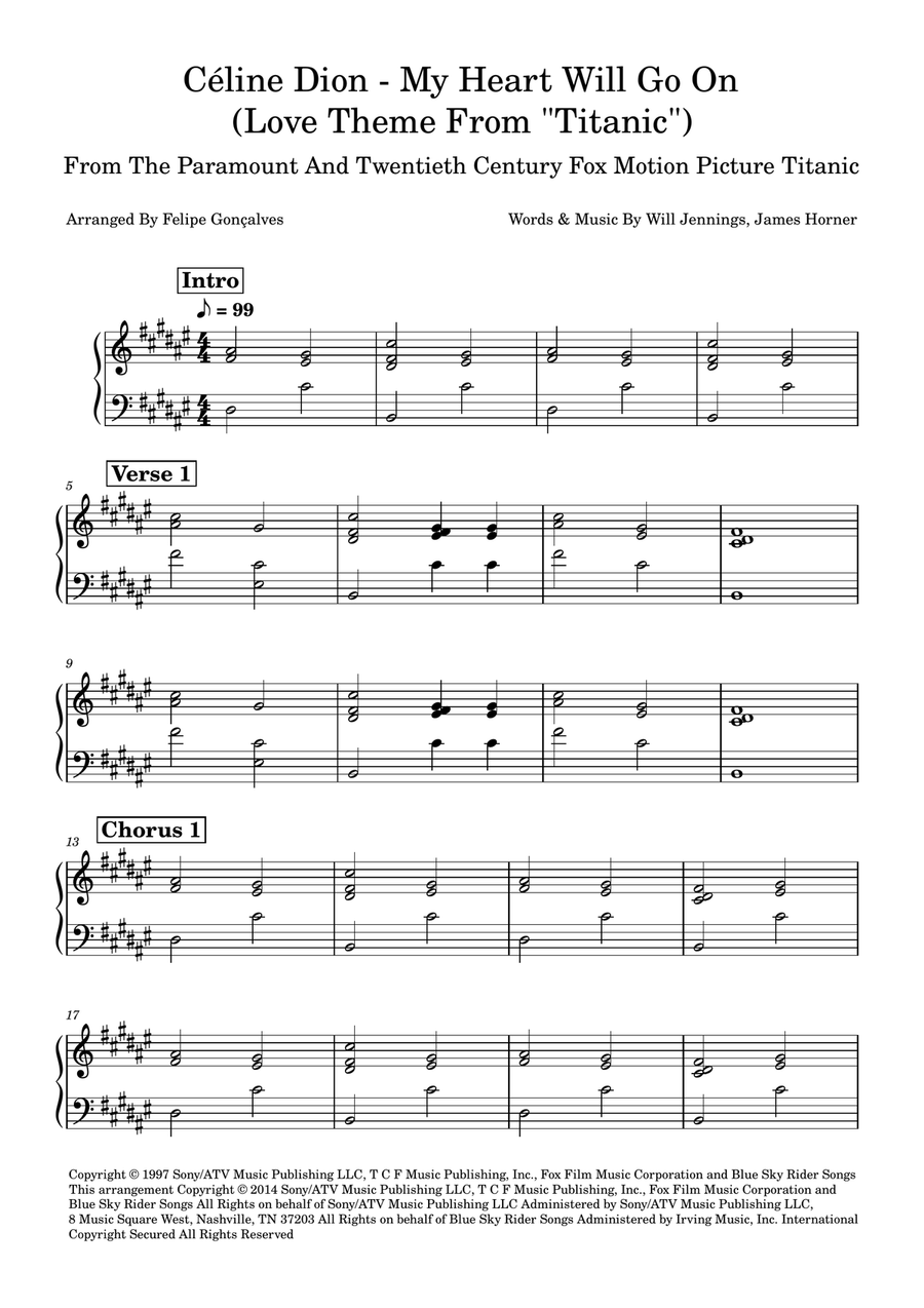 My Heart Will Go On (Love Theme From 'titanic') Easy Piano scores gallery preview page 1