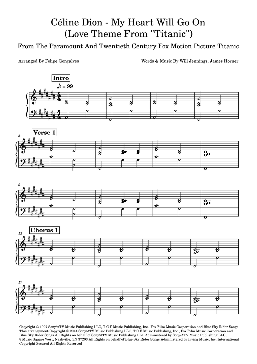 My Heart Will Go On (Love Theme From 'titanic') Easy Piano scores gallery preview page 1
