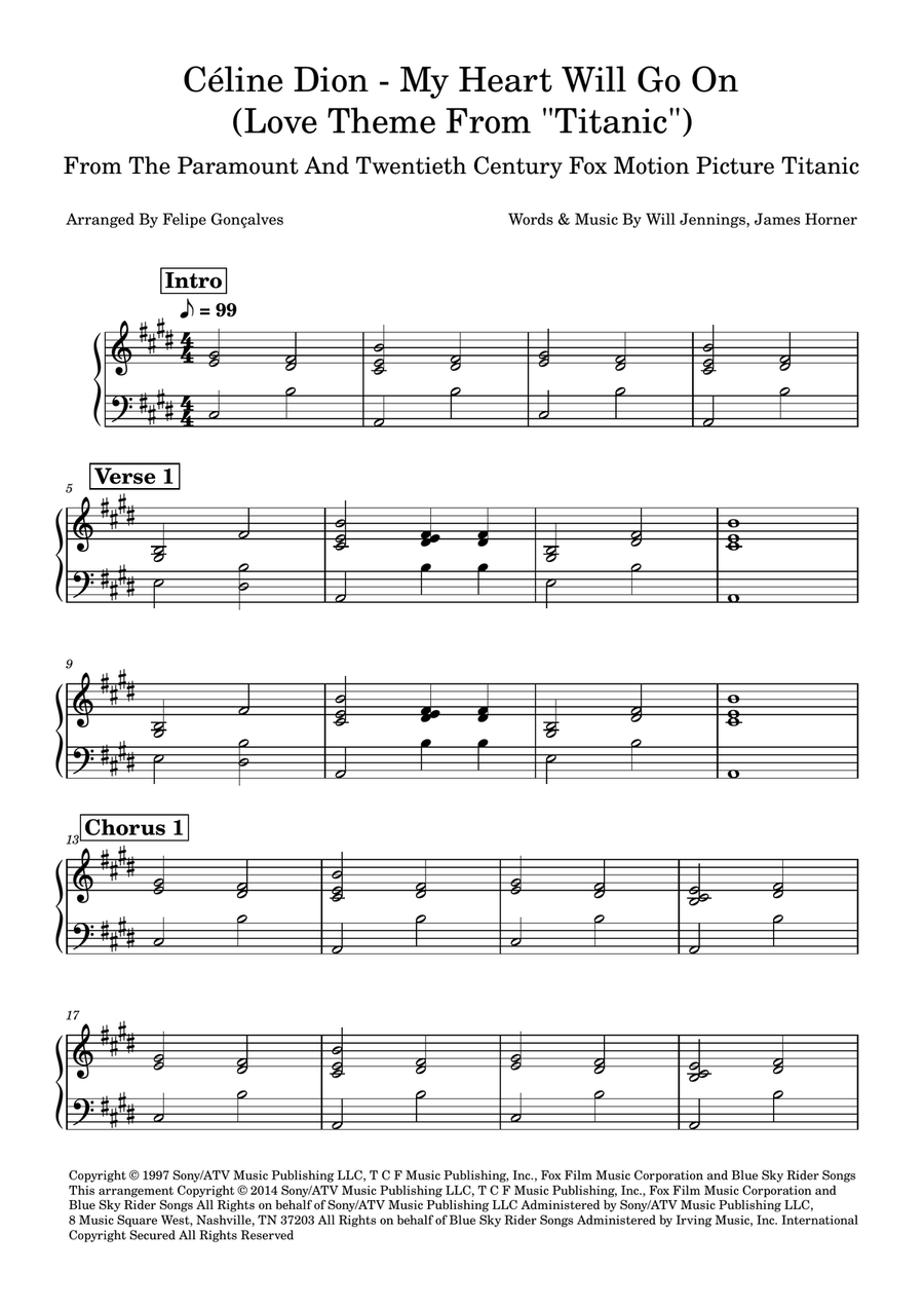 My Heart Will Go On (Love Theme From 'titanic') Easy Piano scores gallery preview page 1