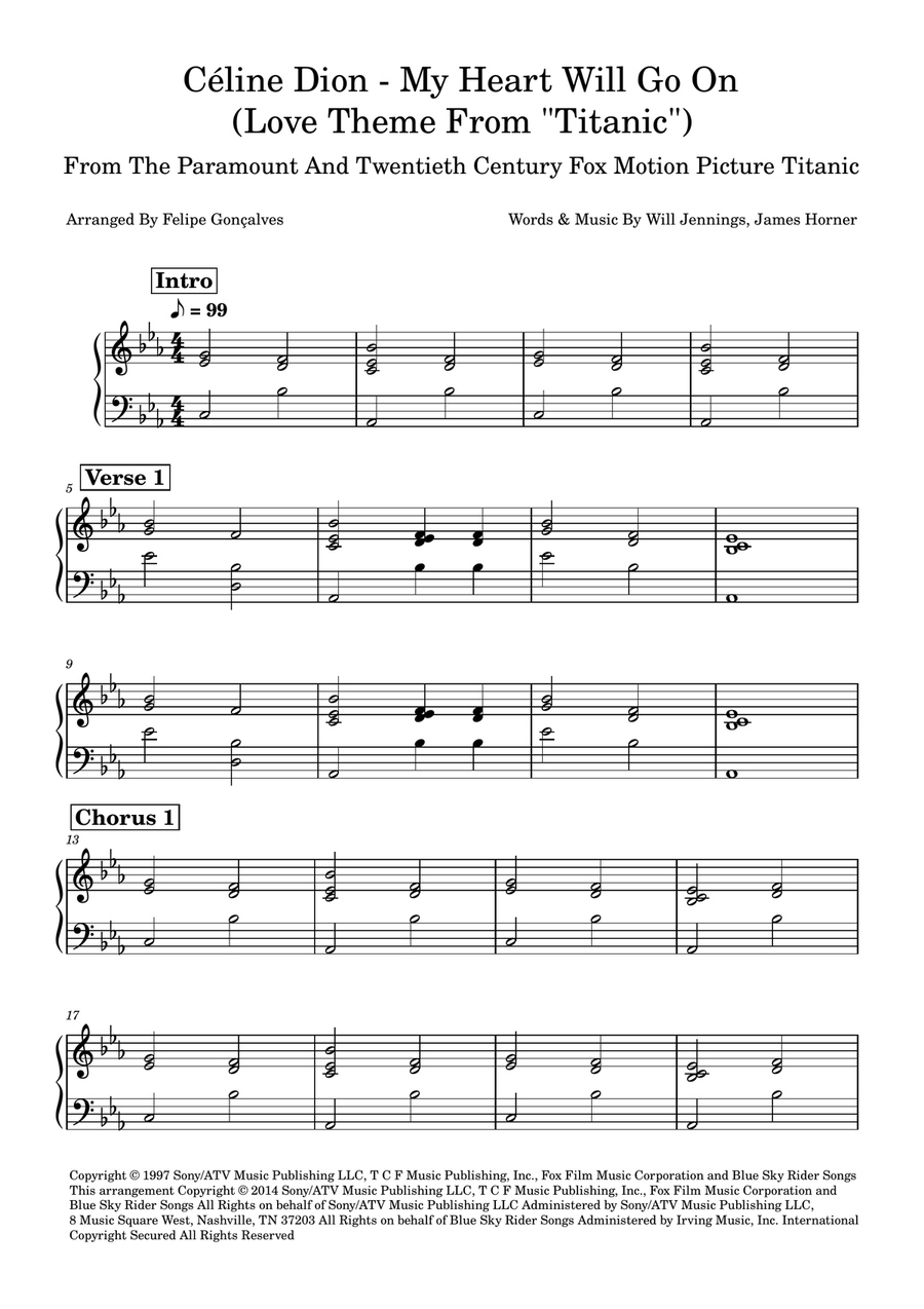 My Heart Will Go On (Love Theme From 'titanic') Easy Piano scores gallery preview page 1