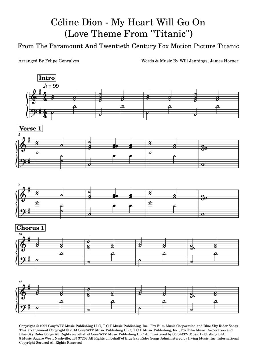 My Heart Will Go On (Love Theme From 'titanic') Easy Piano scores gallery preview page 1