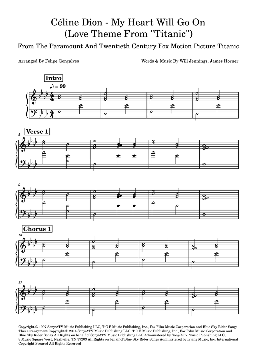 My Heart Will Go On (Love Theme From 'titanic') Easy Piano scores gallery preview page 1