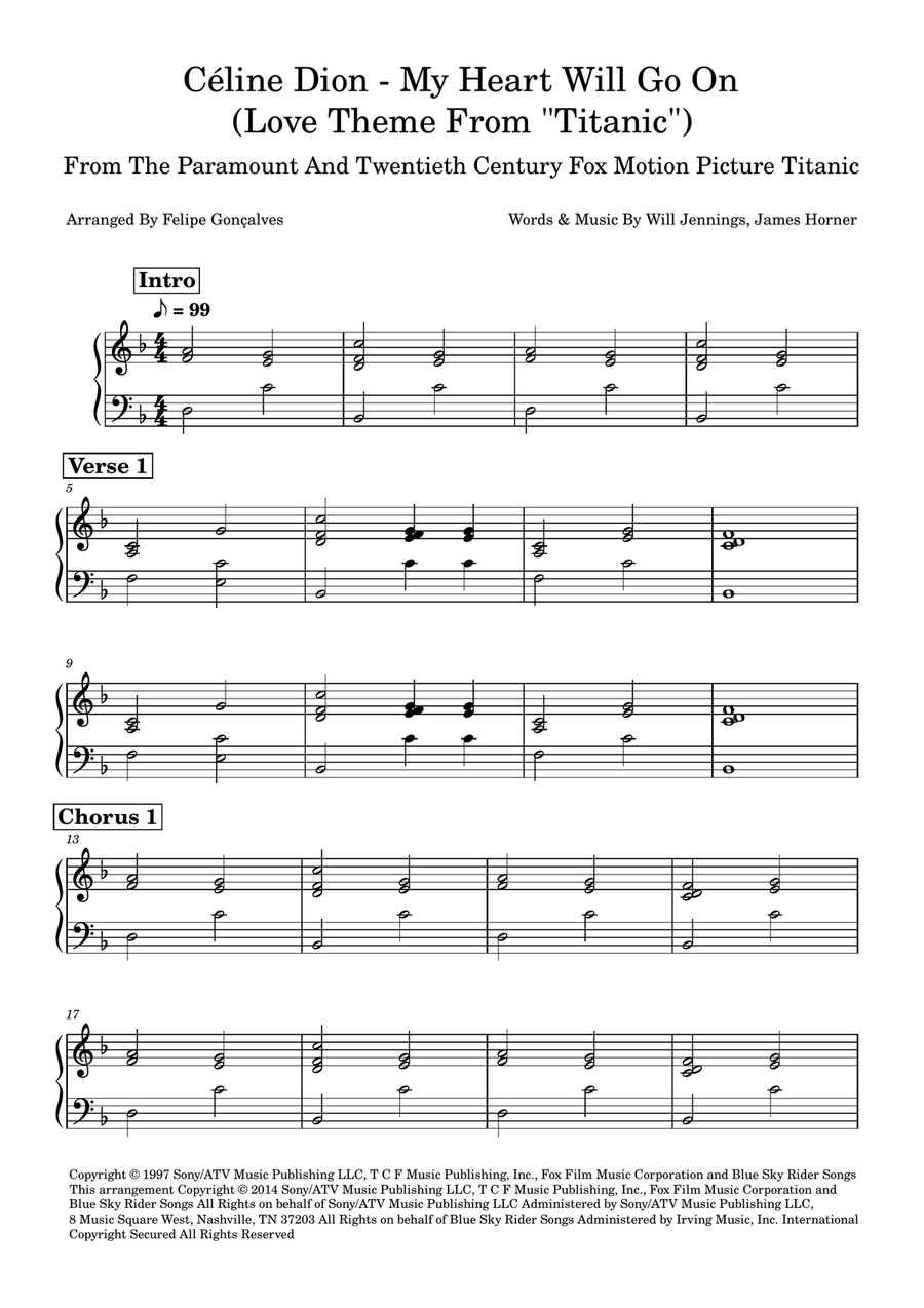 My Heart Will Go On (Love Theme From 'titanic') Easy Piano scores gallery preview page 1