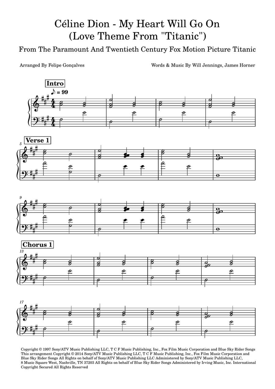 My Heart Will Go On (Love Theme From 'titanic') Easy Piano scores gallery preview page 1