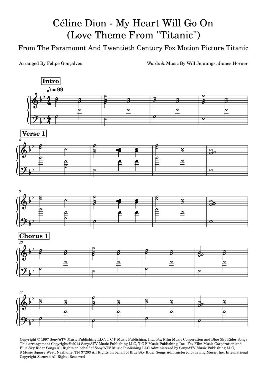 My Heart Will Go On (Love Theme From 'titanic') Easy Piano scores gallery preview page 1