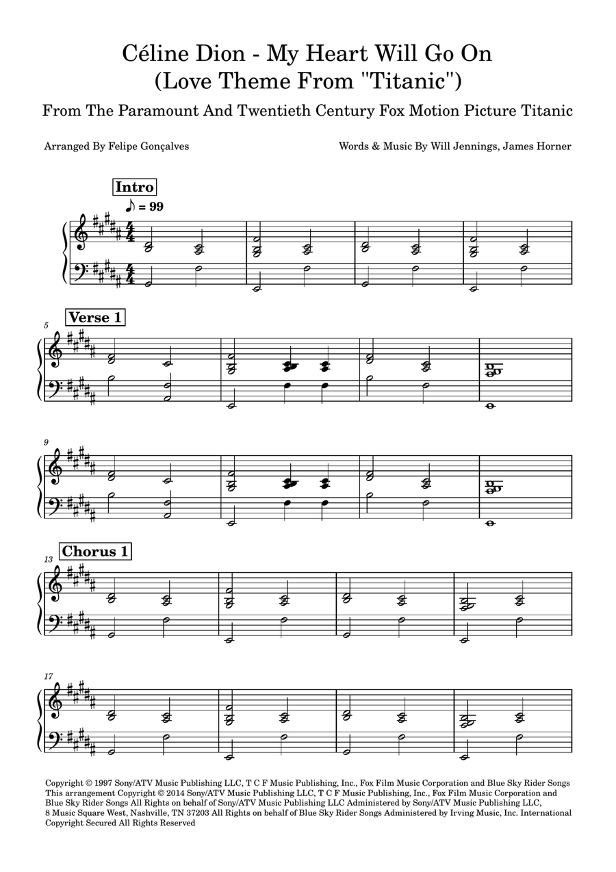 My Heart Will Go On (Love Theme From 'titanic') Easy Piano scores gallery preview page 1