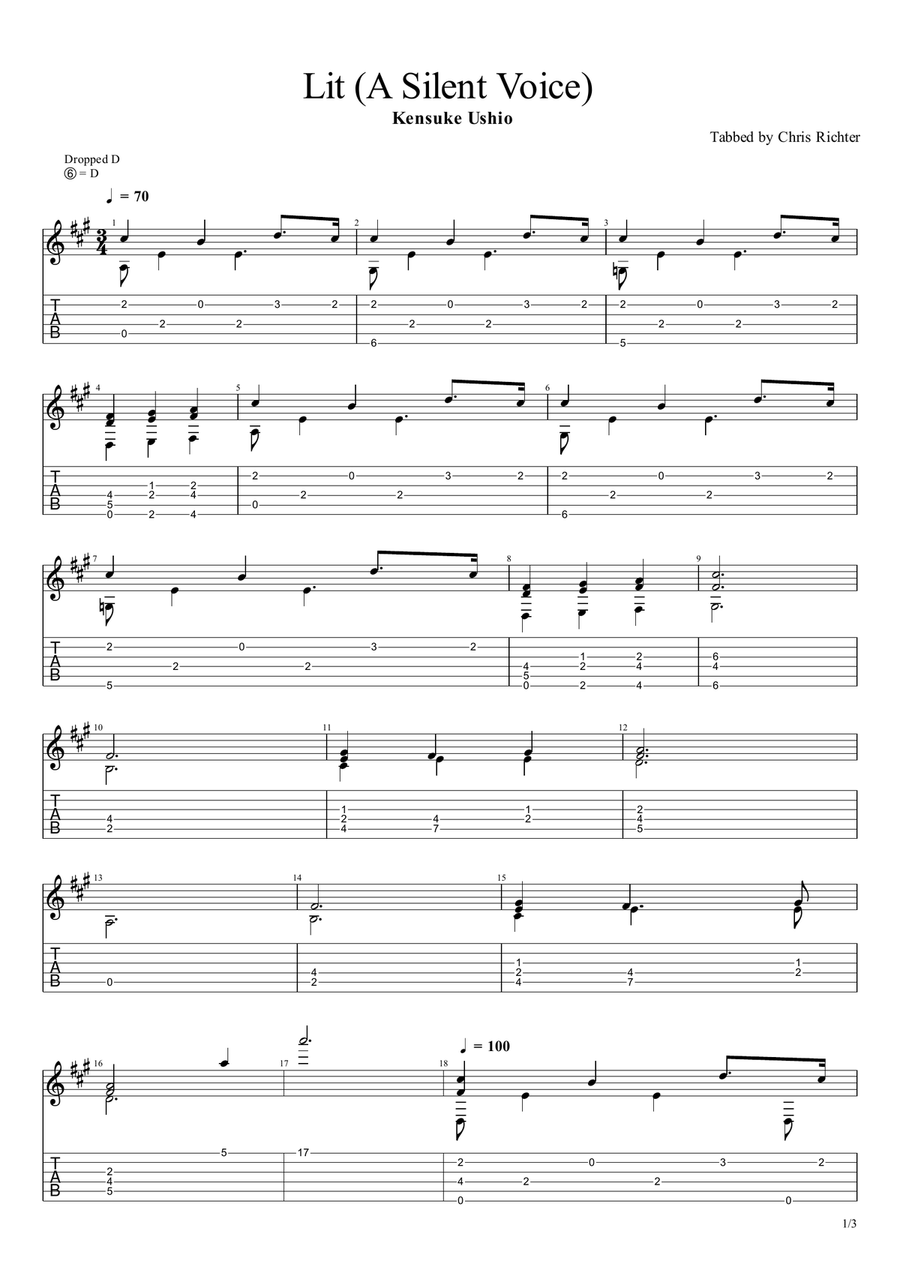 Lit (Var) Guitar Solo scores gallery preview page 1