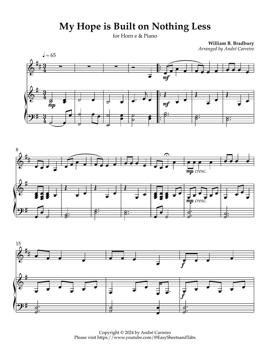 My Hope is Built on Nothing Less - For Horn in F and Piano English Horn scores gallery preview page 1