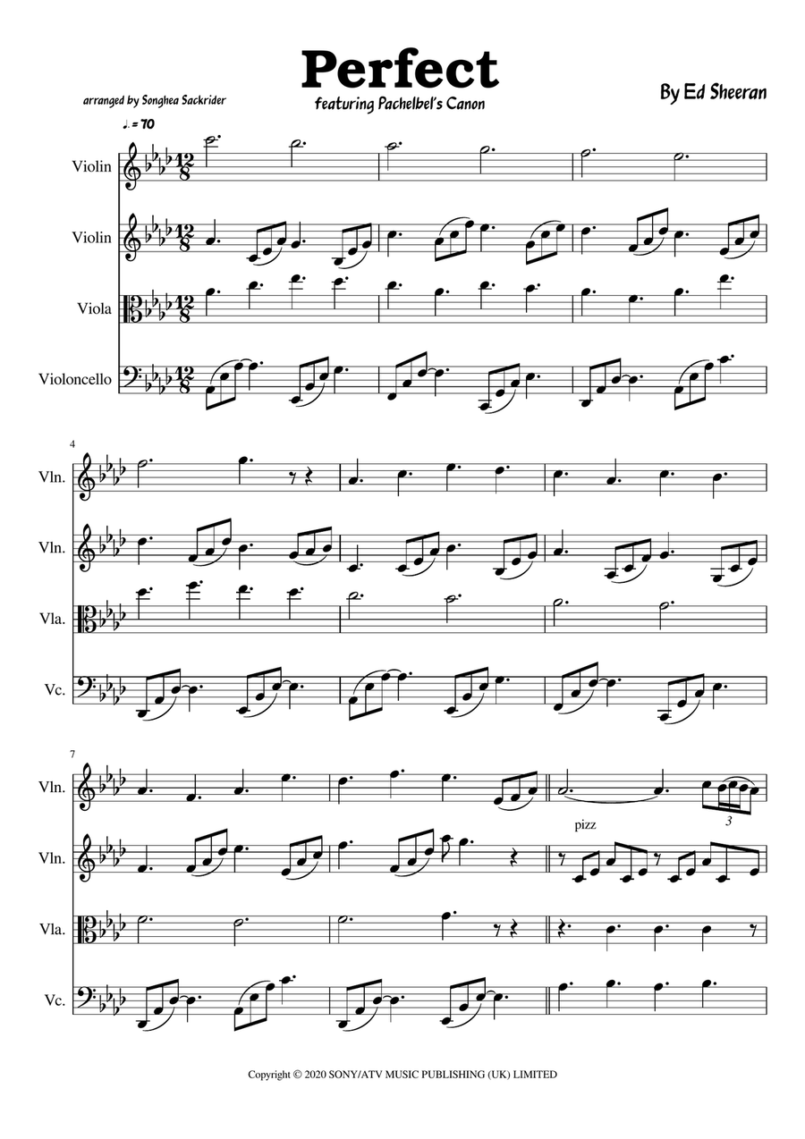 Perfect (Wedding Version) String Quartet scores gallery preview page 1