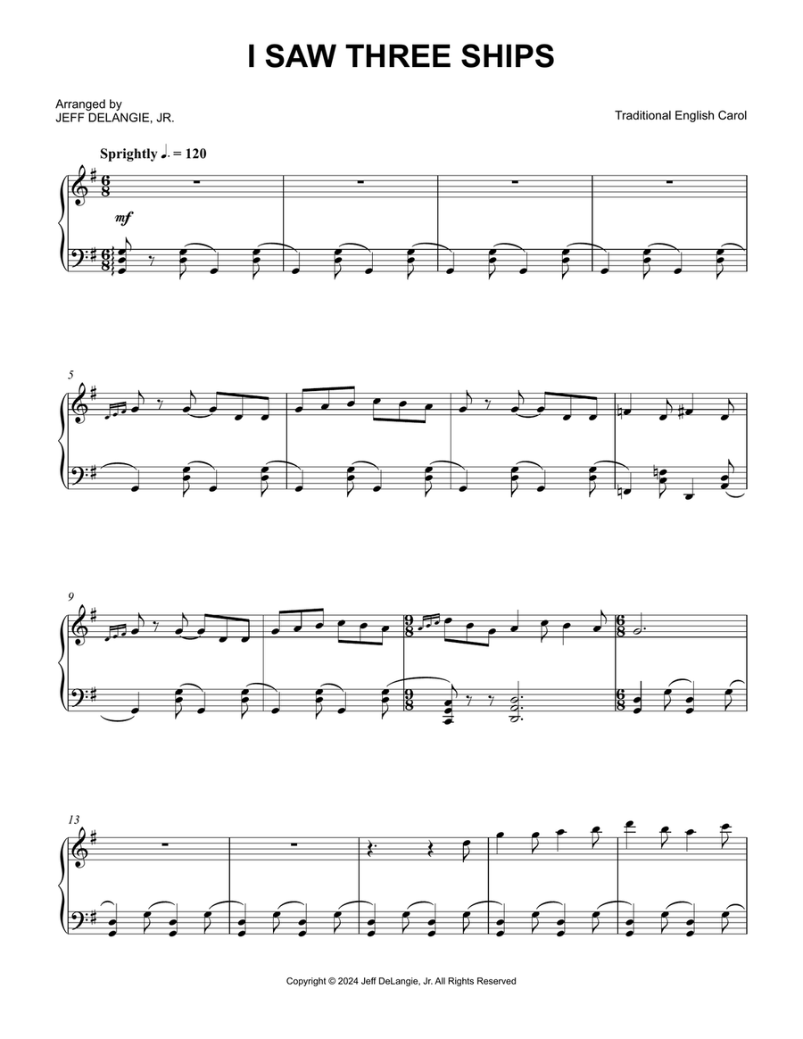 I Saw Three Ships I Saw Three Ships Piano Solo scores gallery preview page 1