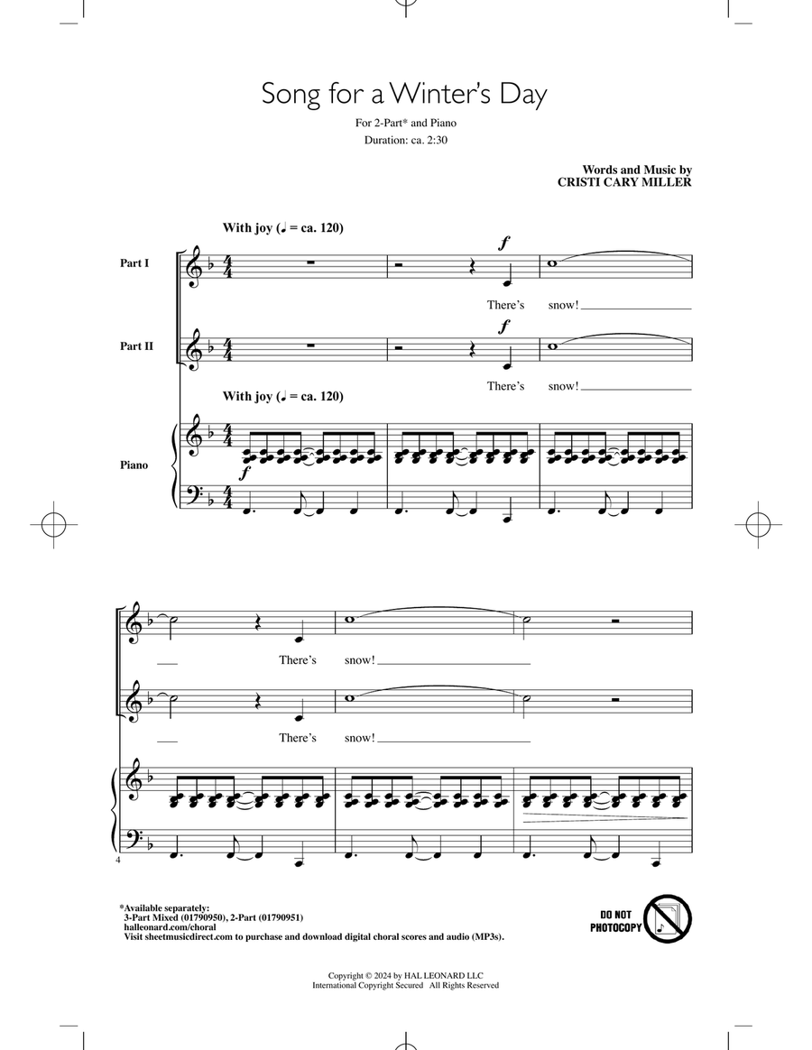 Song For A Winter's Day Song For A Winter's Day 2-Part scores gallery preview page 1