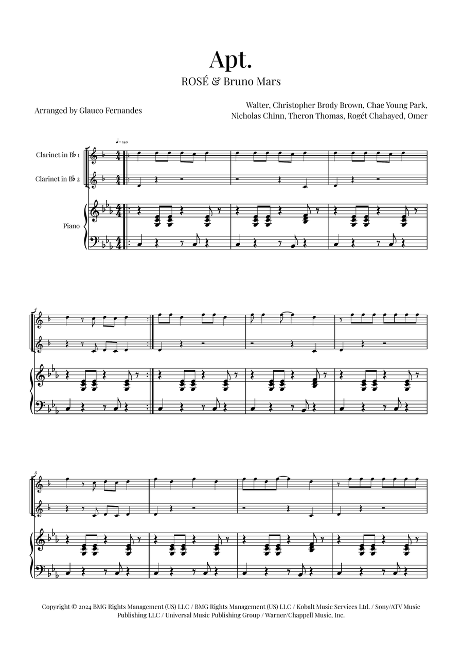 Apt. Clarinet Duet scores gallery preview page 1