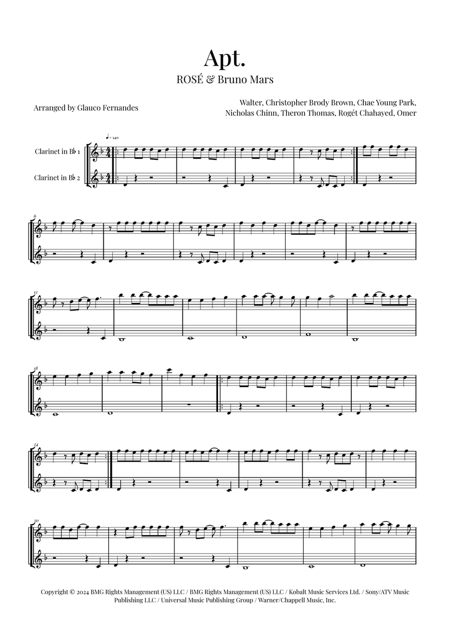 Apt. Clarinet Duet scores gallery preview page 1