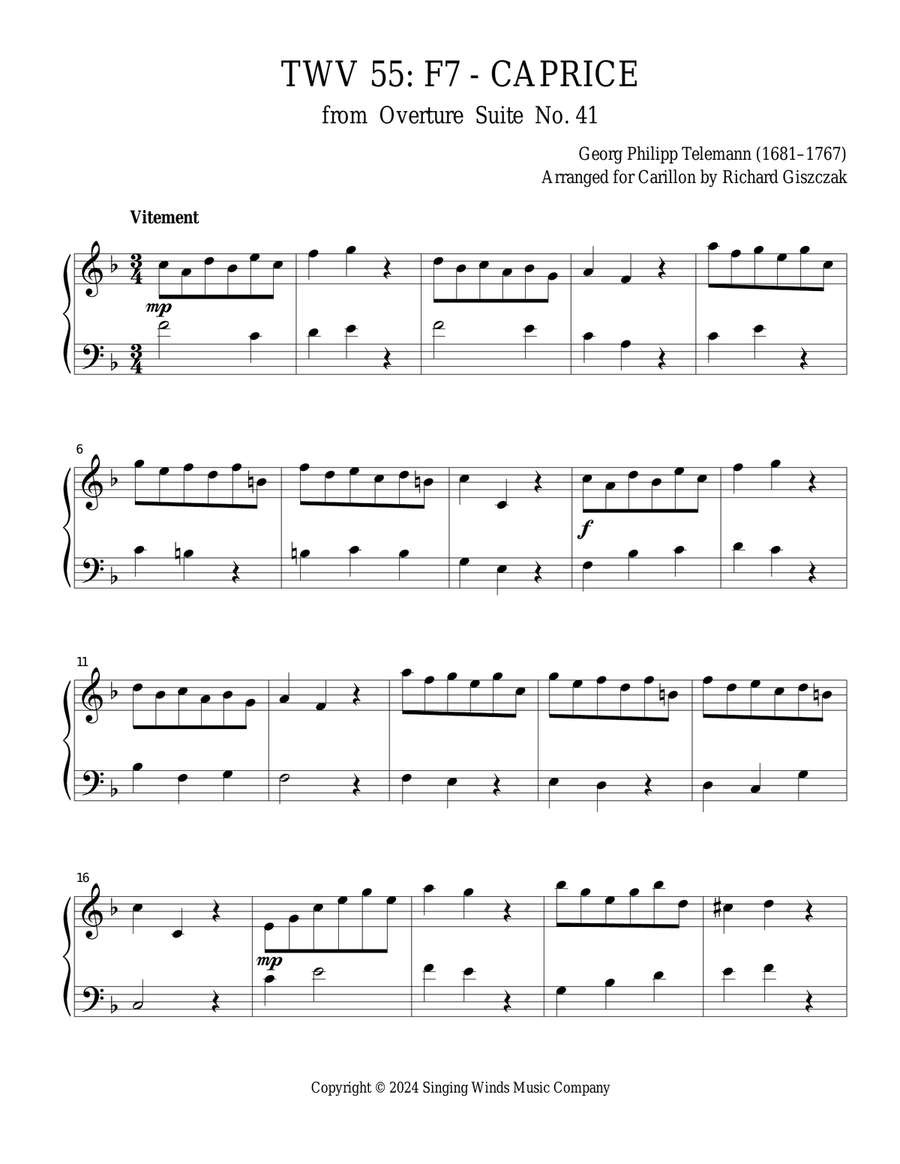 TWV 55: F7 - Caprice (OS 41) Chamber Music scores gallery preview page 1