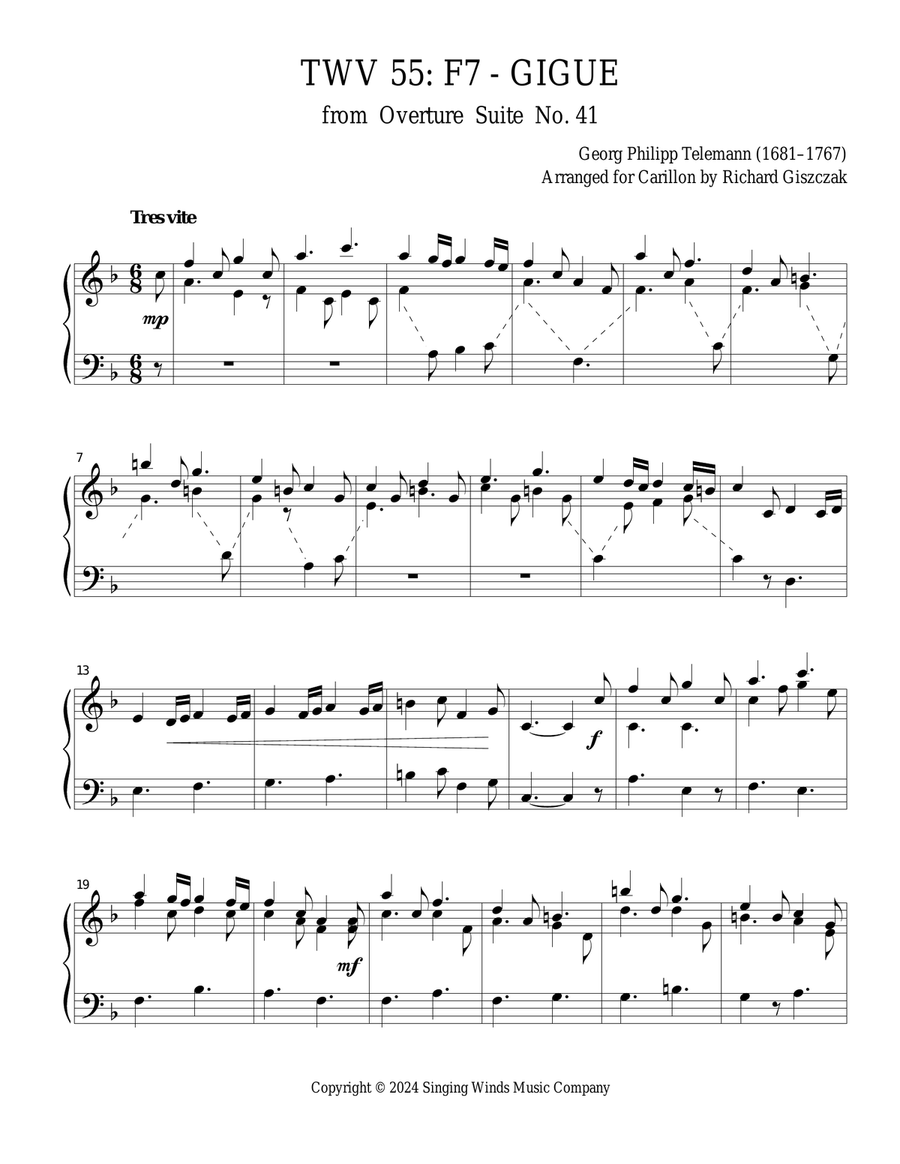 TWV 55: F7 - Gigue (OS 41) Chamber Music scores gallery preview page 1