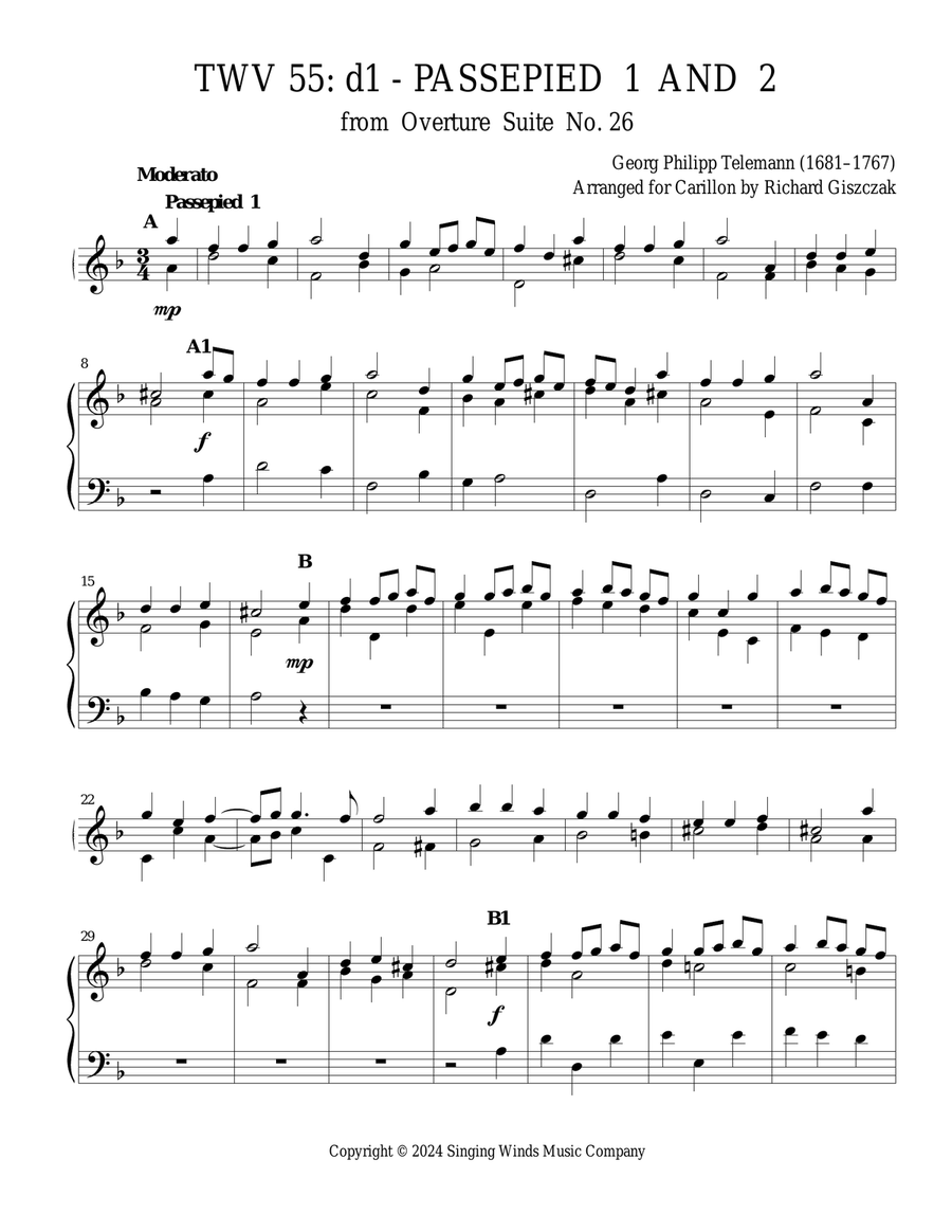 TWV 55: d1 - Passepied 1 and 2 (OS 26) Chamber Music scores gallery preview page 1