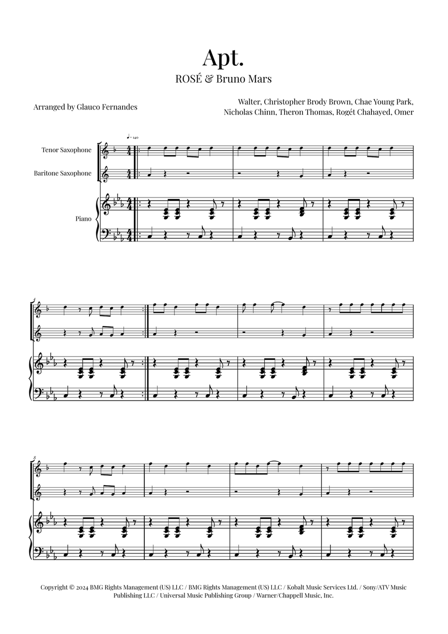 Apt. Tenor Saxophone scores gallery preview page 1