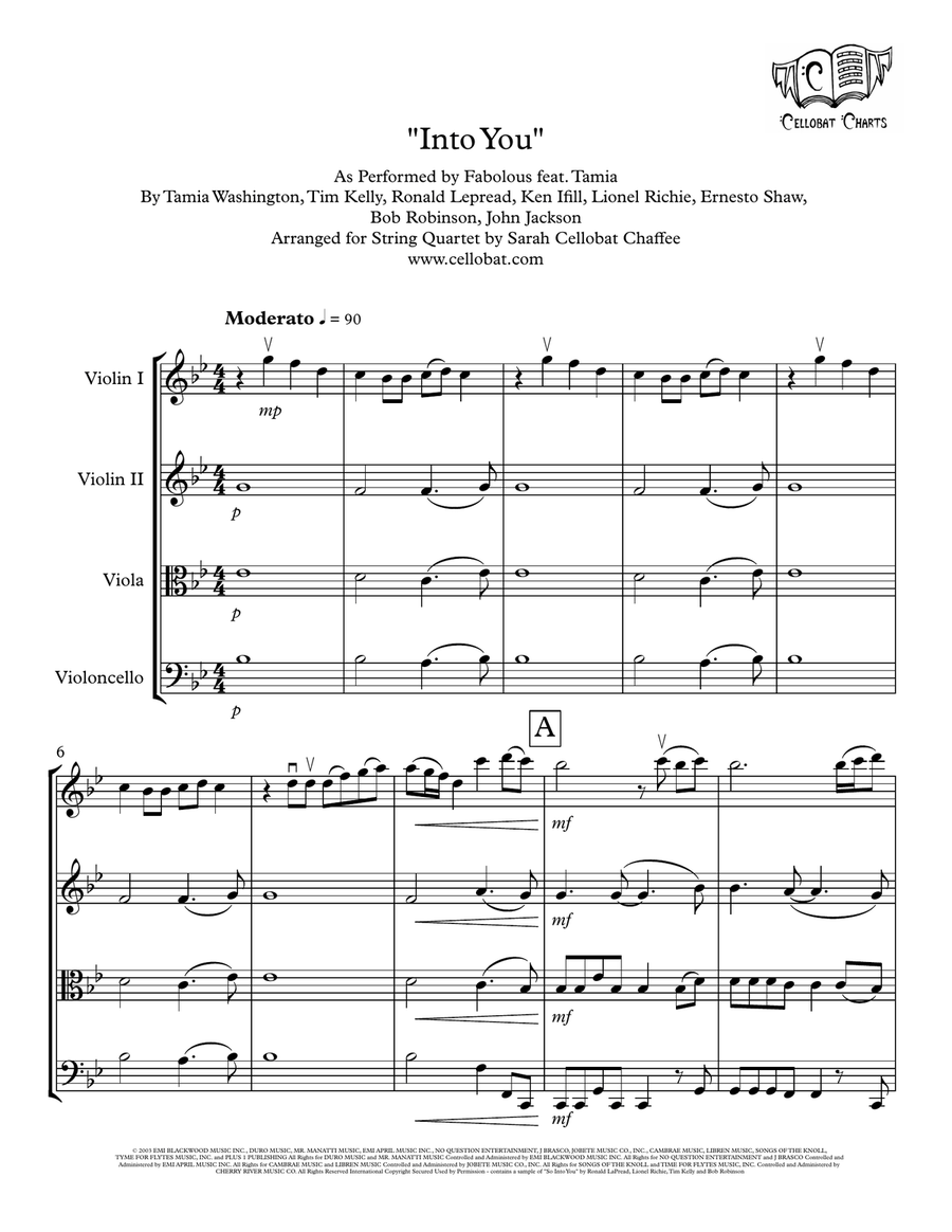 Into You String Quartet scores gallery preview page 1