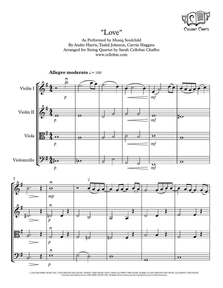 Love String Quartet scores gallery preview page 1
