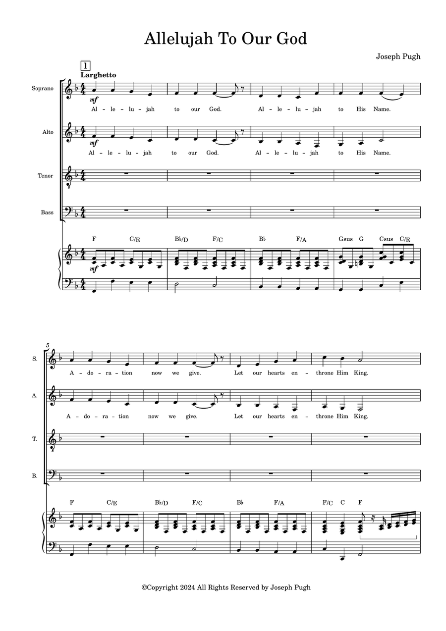 Allelujah To Our God 4-Part scores gallery preview page 1