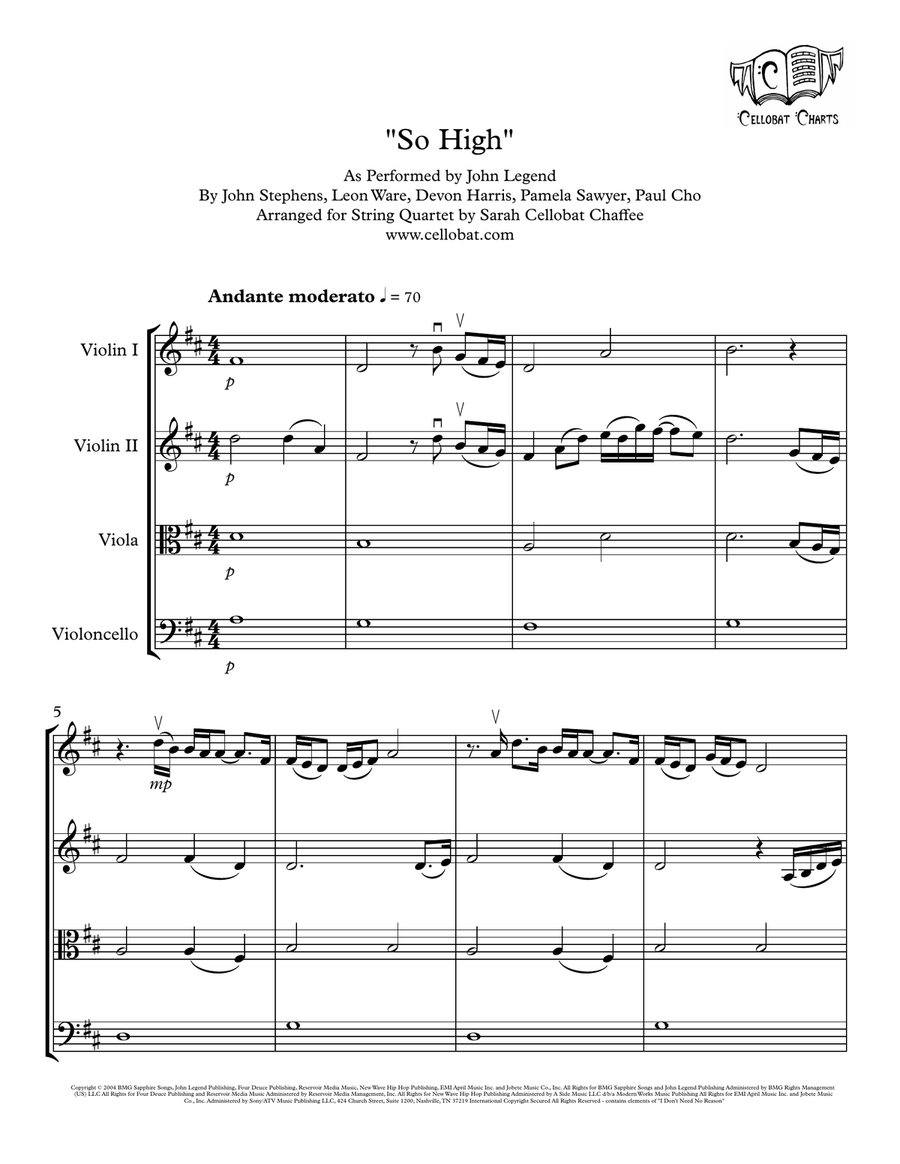 So High String Quartet scores gallery preview page 1