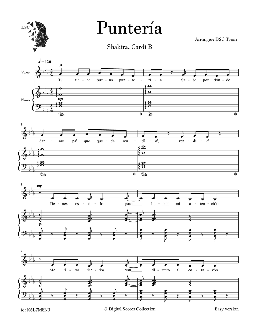 Punteria Punteria Piano, Vocal scores gallery preview page 1