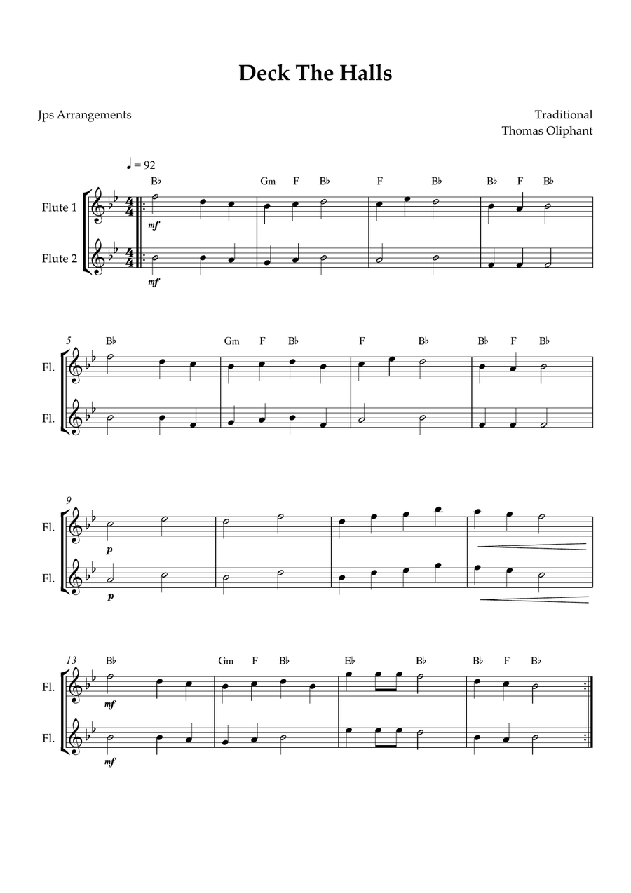 Deck The Halls for Flute duet Flute Duet scores gallery preview page 1