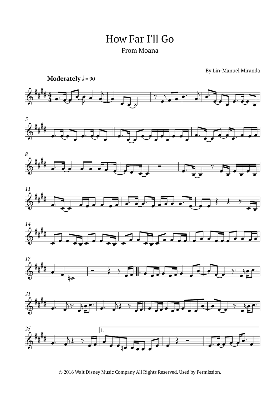 How Far I'll Go Violin Solo scores gallery preview page 1