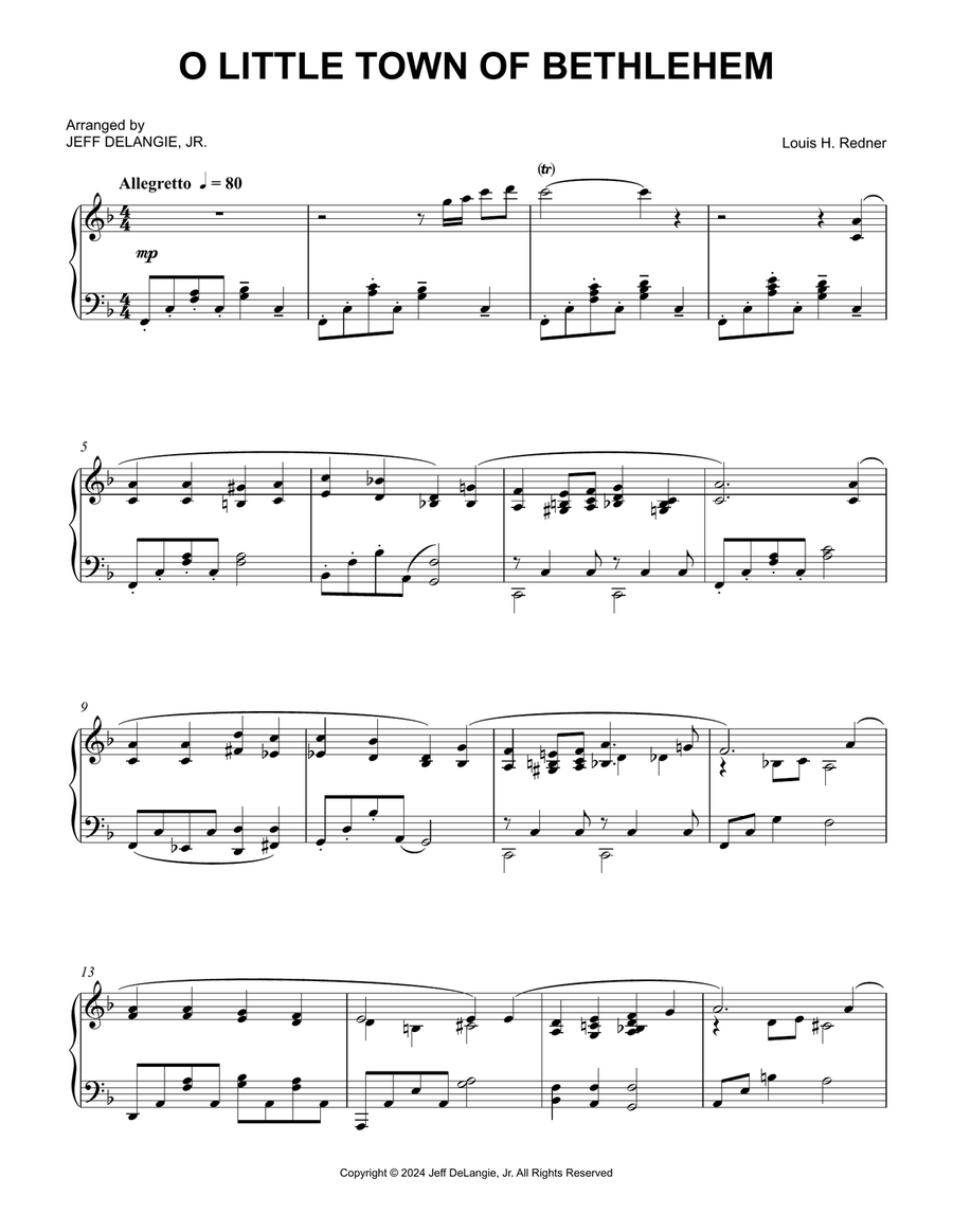 O Little Town of Bethlehem Piano Solo scores gallery preview page 1
