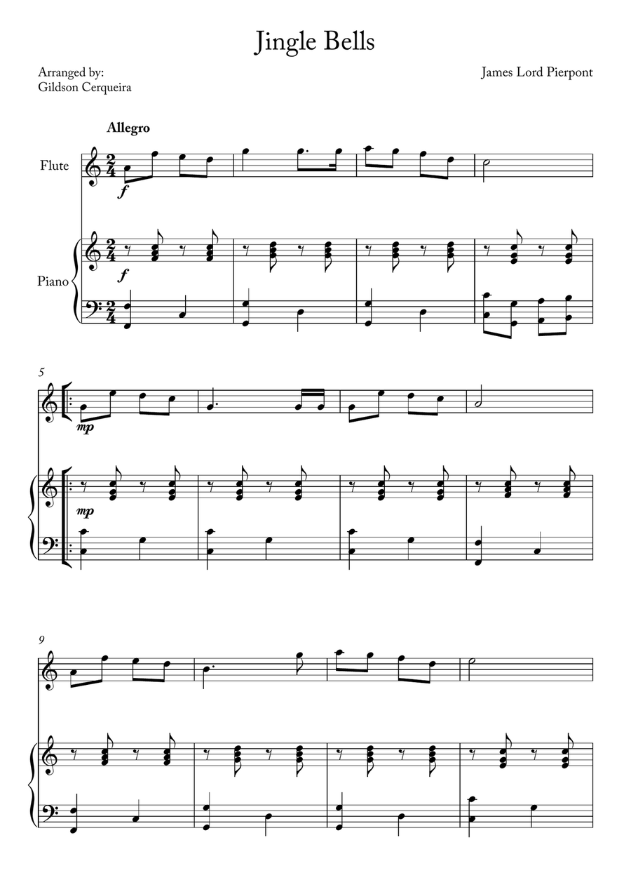 Jingle Bells Flute scores gallery preview page 1