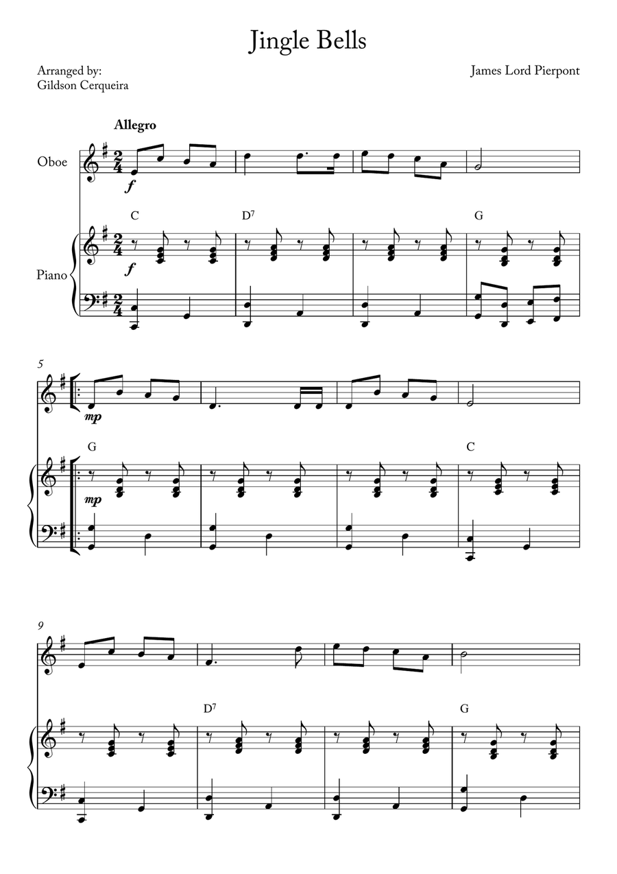 Jingle Bells Piano scores gallery preview page 1