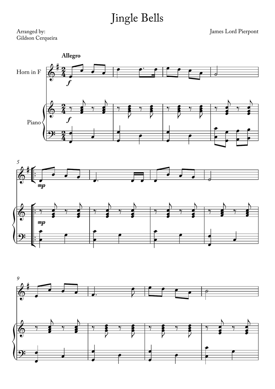 Jingle Bells Piano scores gallery preview page 1