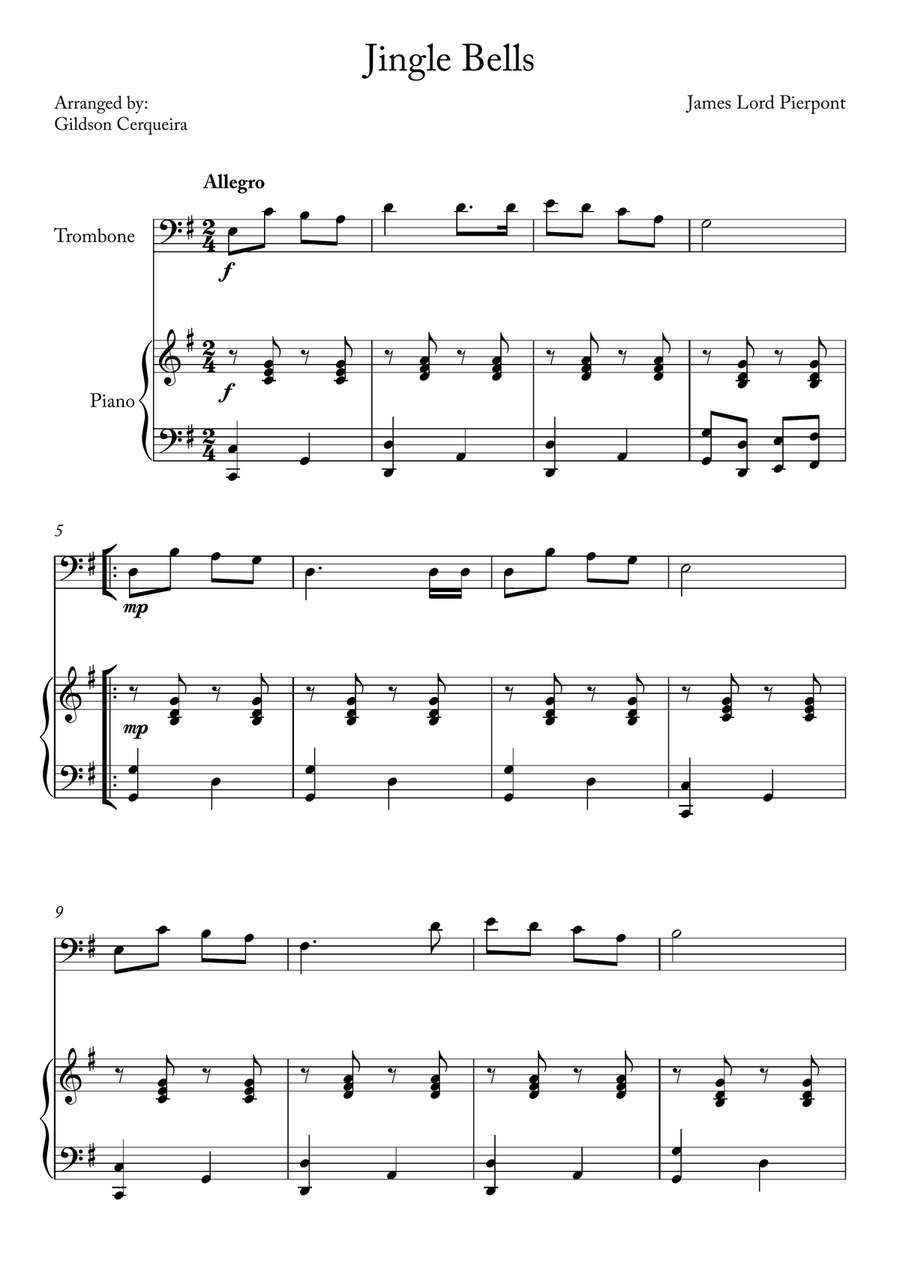 Jingle Bells Piano scores gallery preview page 1