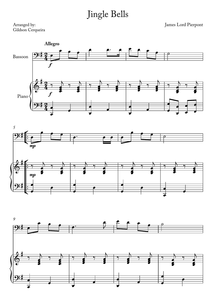 Jingle Bells Bassoon scores gallery preview page 1