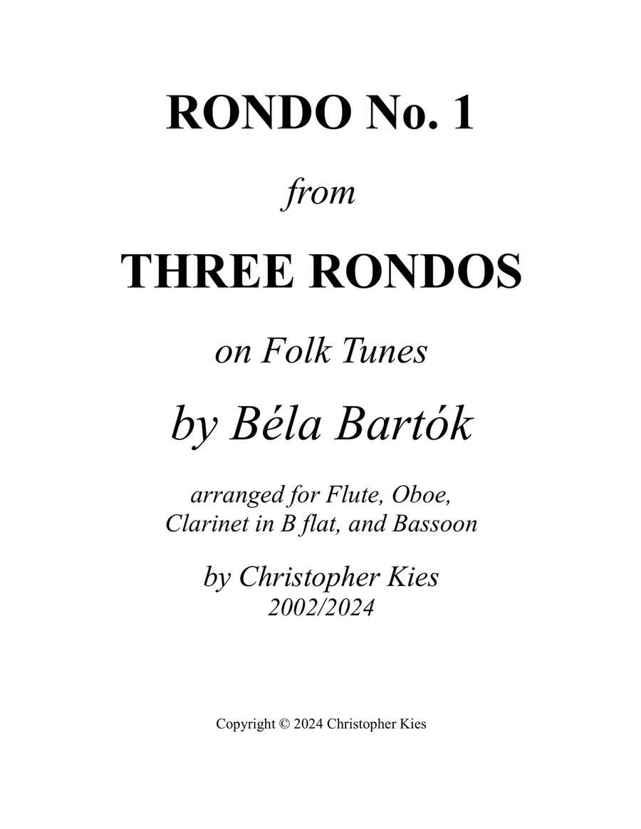 Rondo No. 1 from Three Rondos on folk tunes Woodwind Quartet scores gallery preview page 1