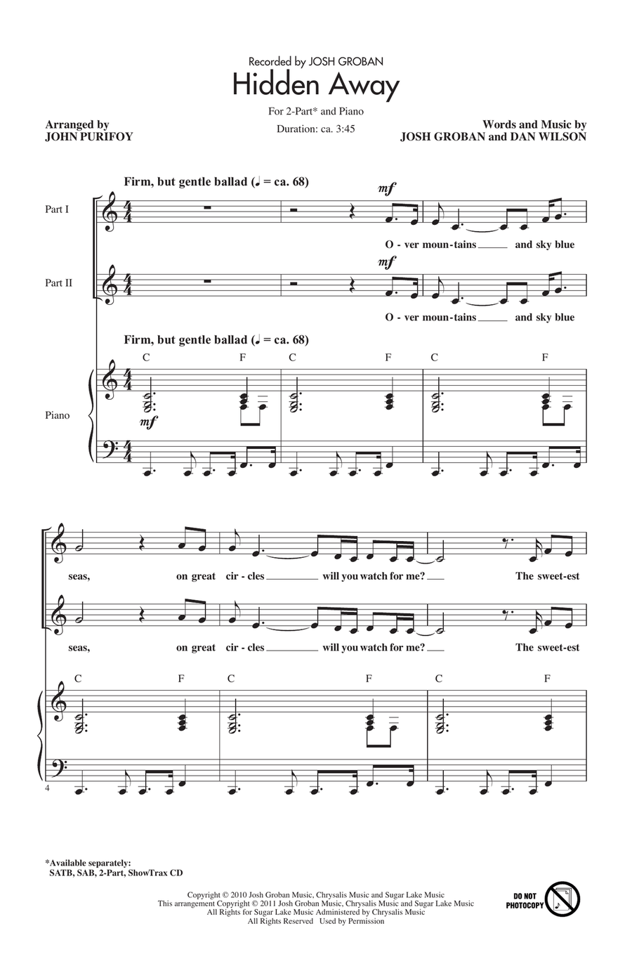 Hidden Away (arr. John Purifoy) 2-Part scores gallery preview page 1