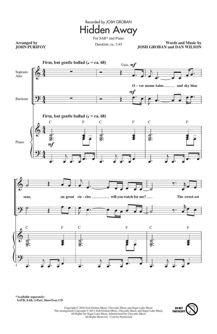 Hidden Away (arr. John Purifoy) 3-Part scores gallery preview page 1