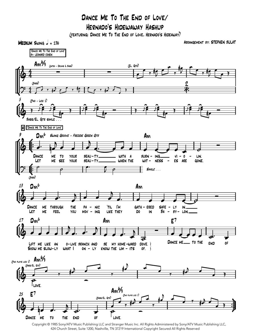 Medley: Dance Me To The End Of Love with Hernando's Hideaway Piano scores gallery preview page 1