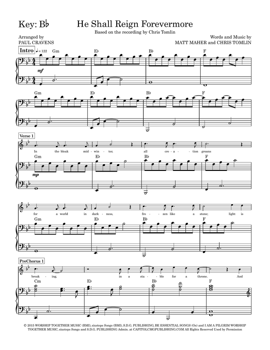 He Shall Reign Forevermore Piano, Vocal scores gallery preview page 1