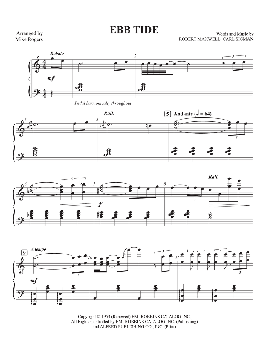 Ebb Tide Ebb Tide Piano Solo scores gallery preview page 1