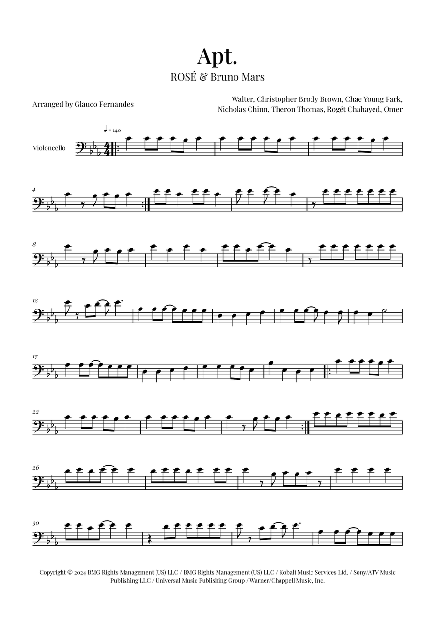 Apt. Cello Solo scores gallery preview page 1
