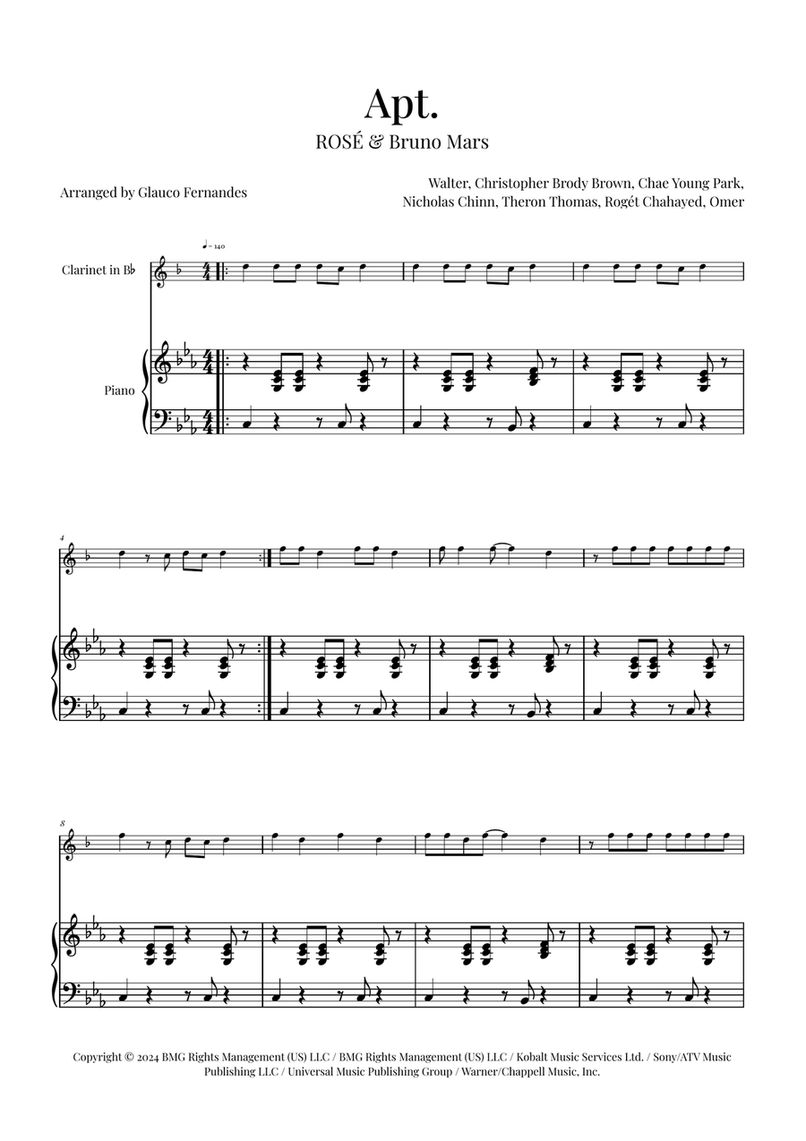 Apt. B-Flat Clarinet scores gallery preview page 1