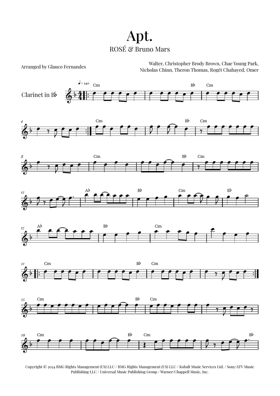 Apt. Clarinet Solo scores gallery preview page 1