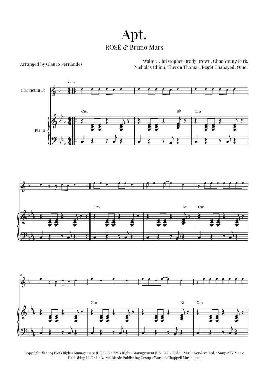 Apt. B-Flat Clarinet scores gallery preview page 1