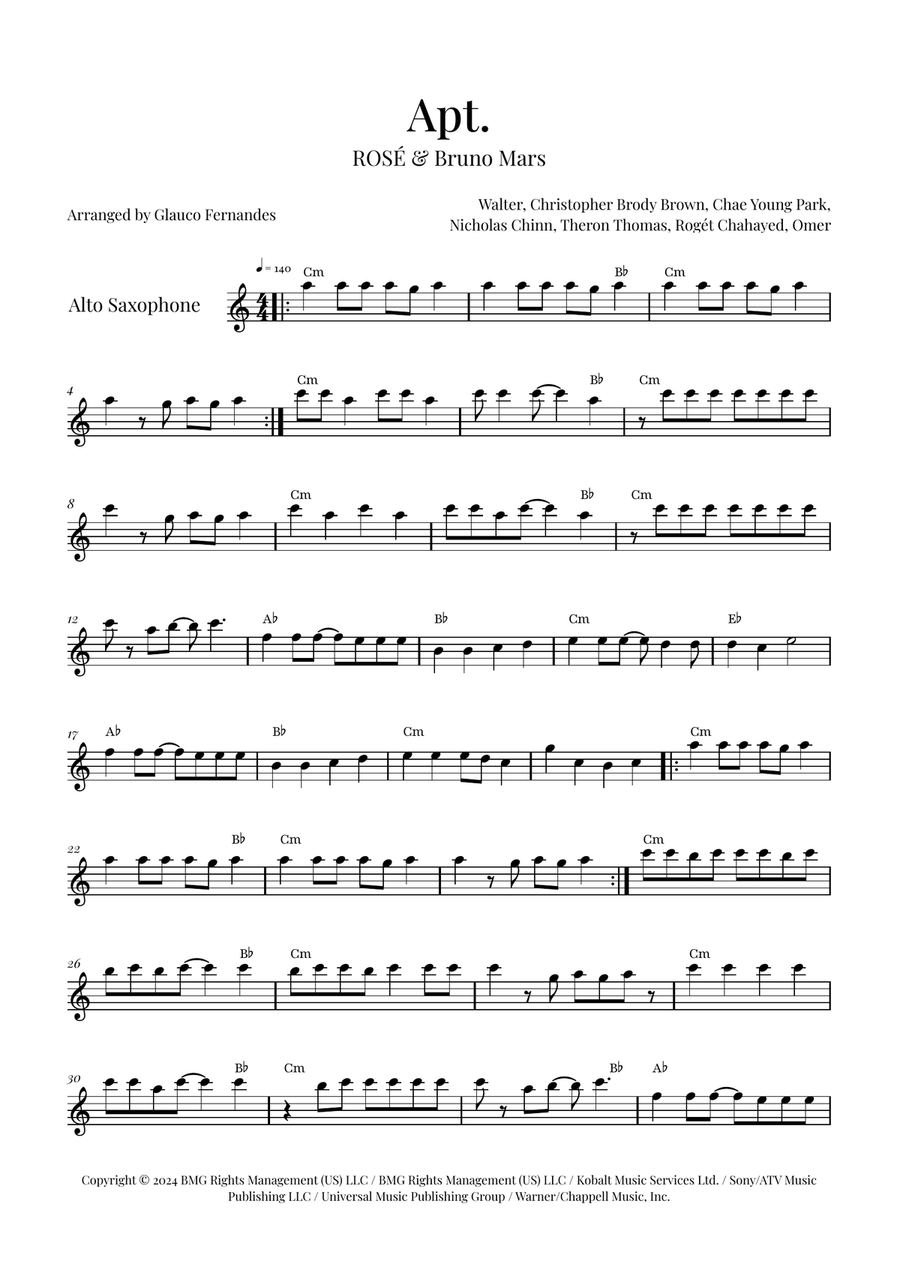 Apt. Alto Saxophone scores gallery preview page 1
